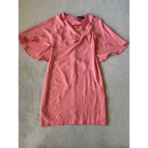 $195 Ralph Lauren Women's Pink Georgette Cape Cocktail Sheath Dress Party Size 2